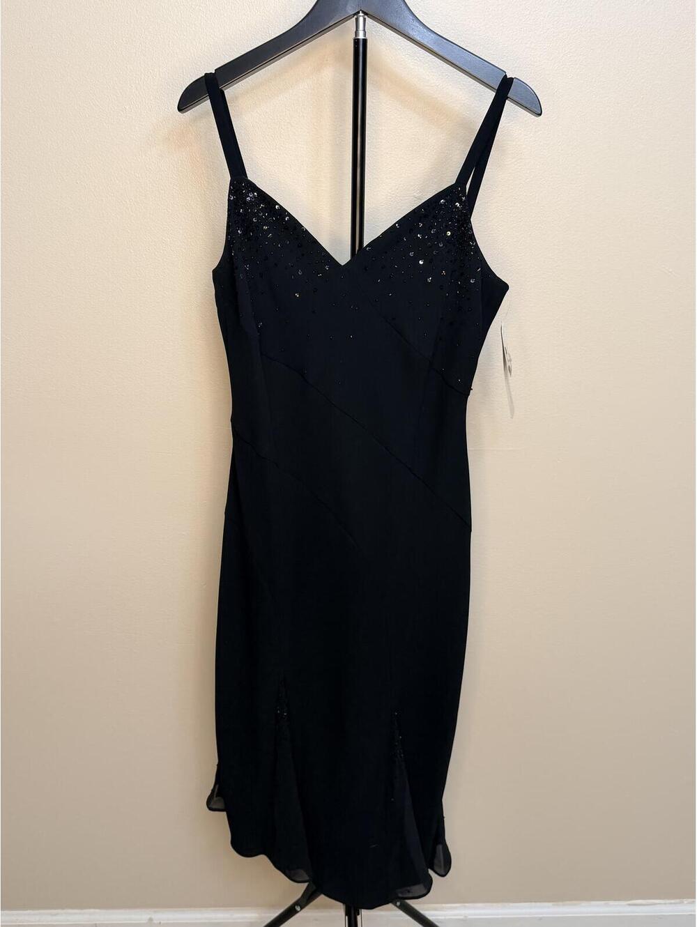 Vintage Evan-Picone Black Beaded Slip Dress Womens Size 8 Cocktail Dress NWT